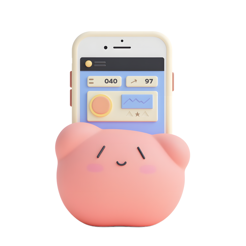 Cute App Icon Design Mobile UI 3D Render png