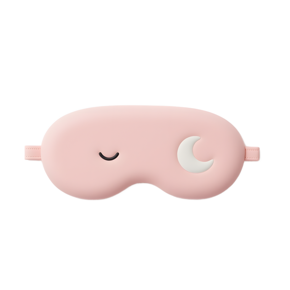 Cute Pink Sleep Mask with Moon Design for Better Sleep png