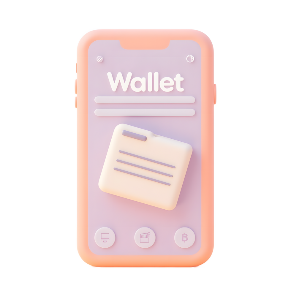 Mobile Wallet App Interface Design 3D Render png
