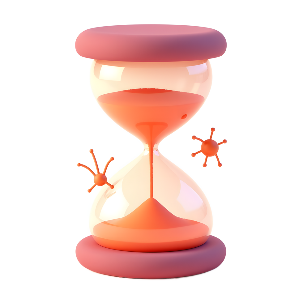 3D Rendered Hourglass with Virus Particles Time Running Out png