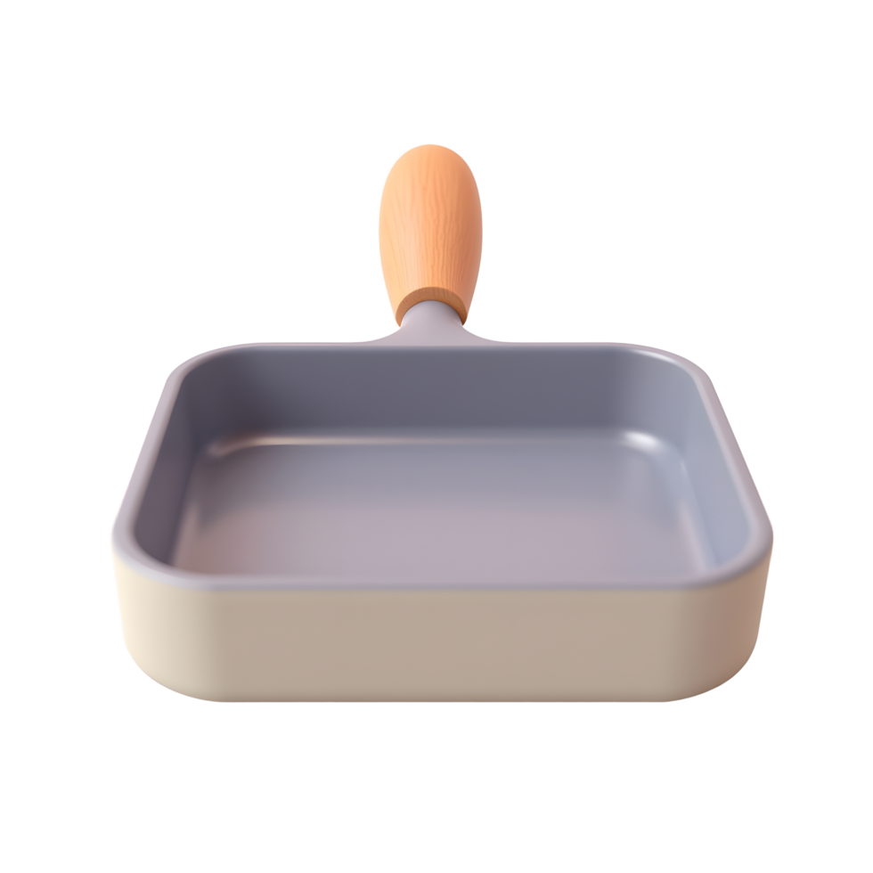Square Frying Pan with Wooden Handle Kitchen Cookware png