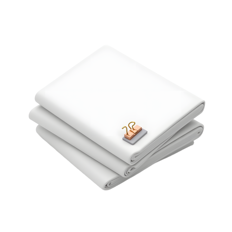 Stack of Blank White Papers with Gold Clip png