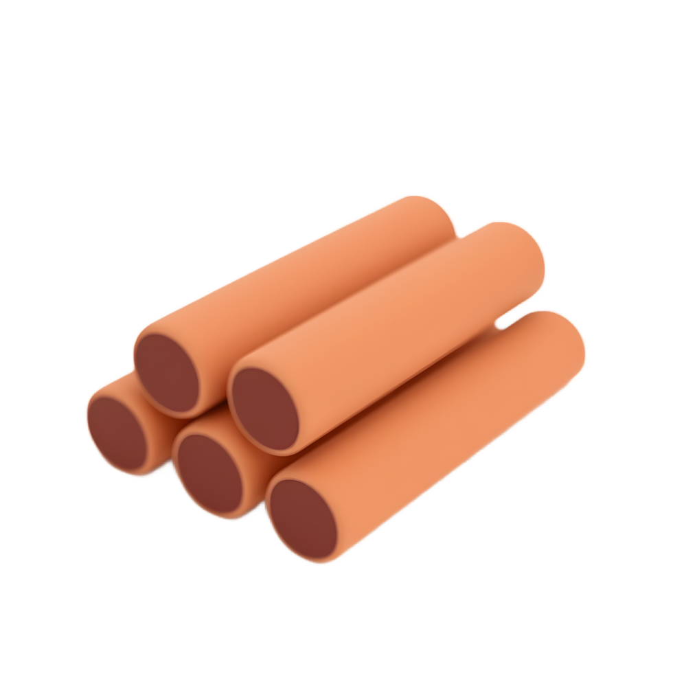 Stacked Orange and Brown Cylinders 3D Render png