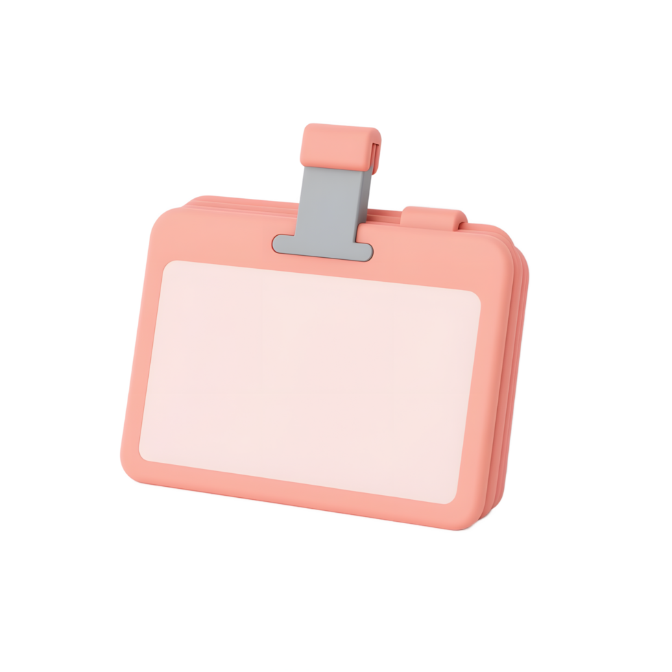 Pink Plastic Name Badge Holder with Clip png