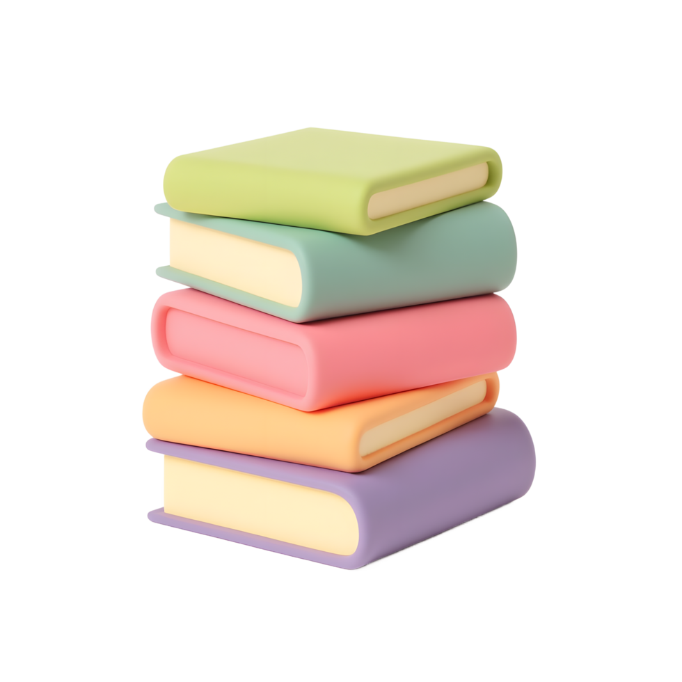 Stack of Colorful Books 3D Render Illustration png