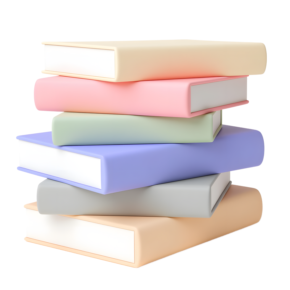 Pastel Book Stack Study Bookshelf Decor png