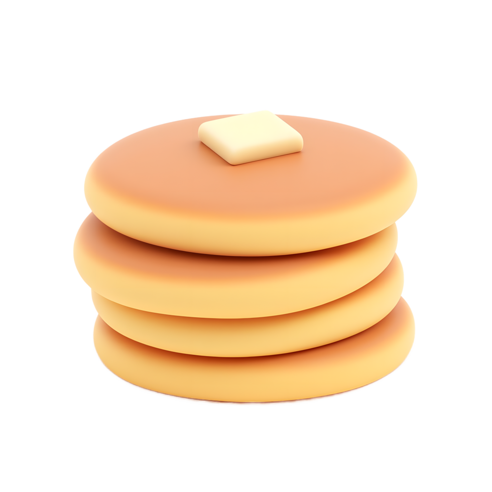 Fluffy Pancakes Stack with Butter 3D Render png