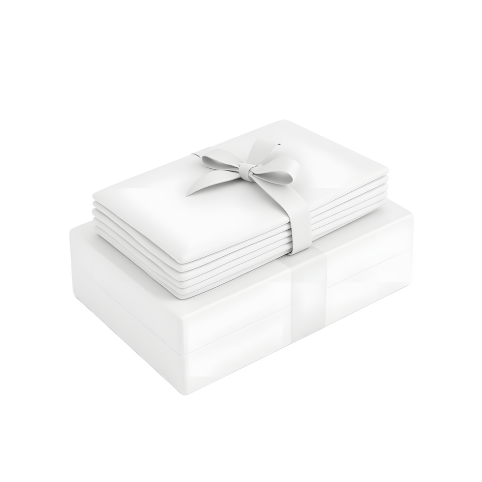 White Bedding Set Gift Box with Ribbon png