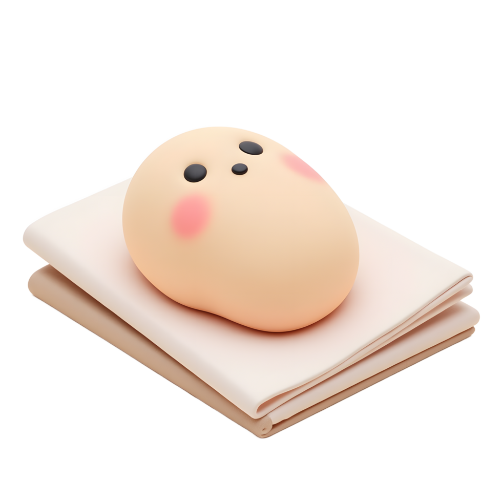 Adorable 3D Mochi Character on Fabric Background png