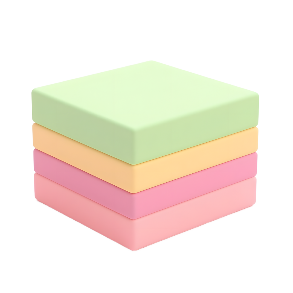 Pastel Color Block Stack Square 3D Render png
