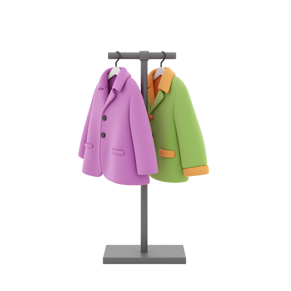 Stylish Coats on Display 3D Render Fashion Apparel png