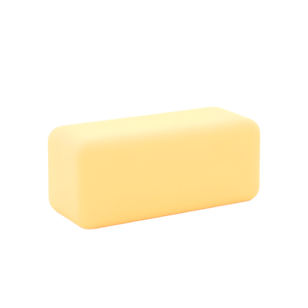 Pale Yellow Rectangular Block 3D Render Product Mockup png