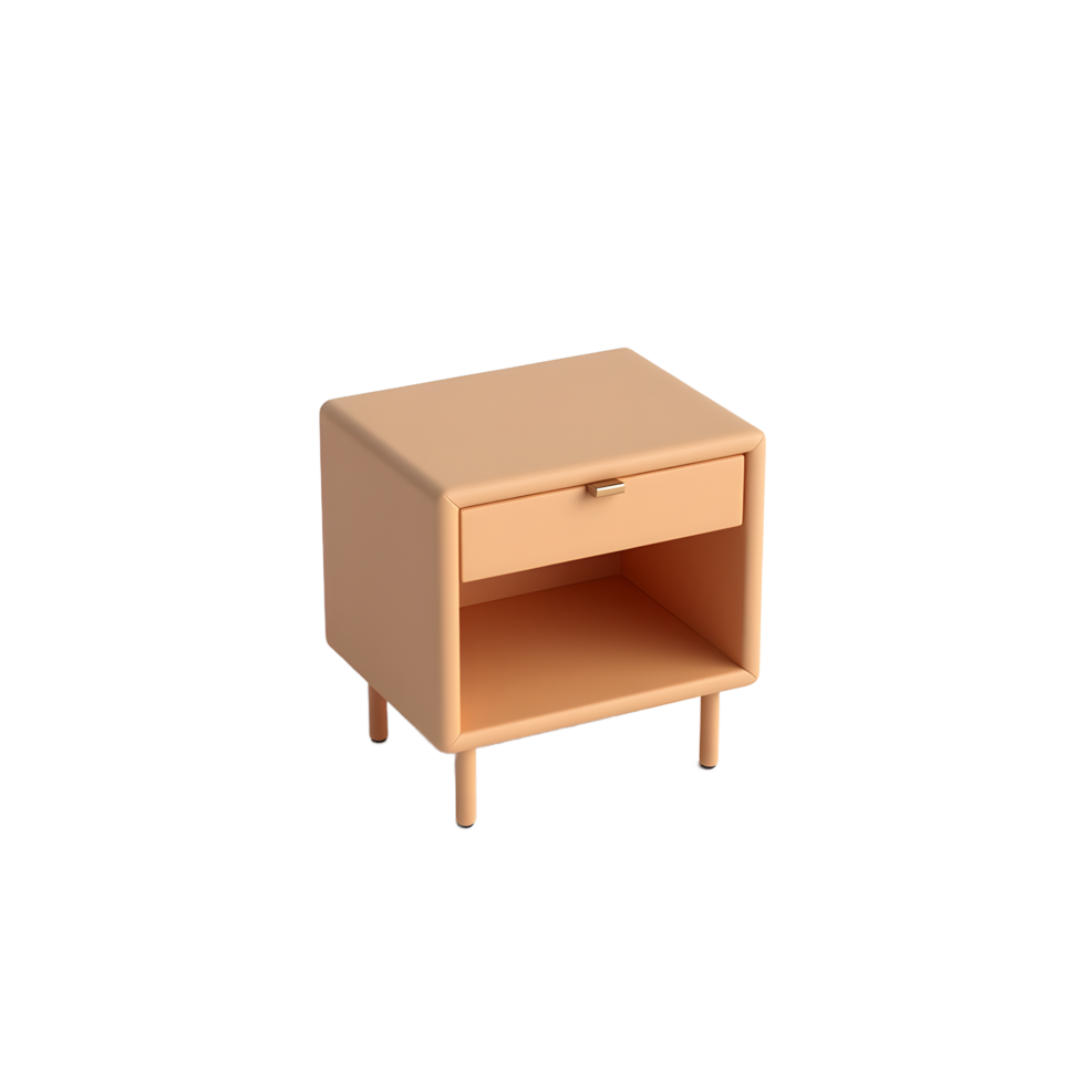 Modern Peach Nightstand with One Drawer for Bedroom png