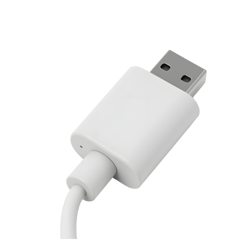 White USB-C Cable Connector Closeup Product Shot png