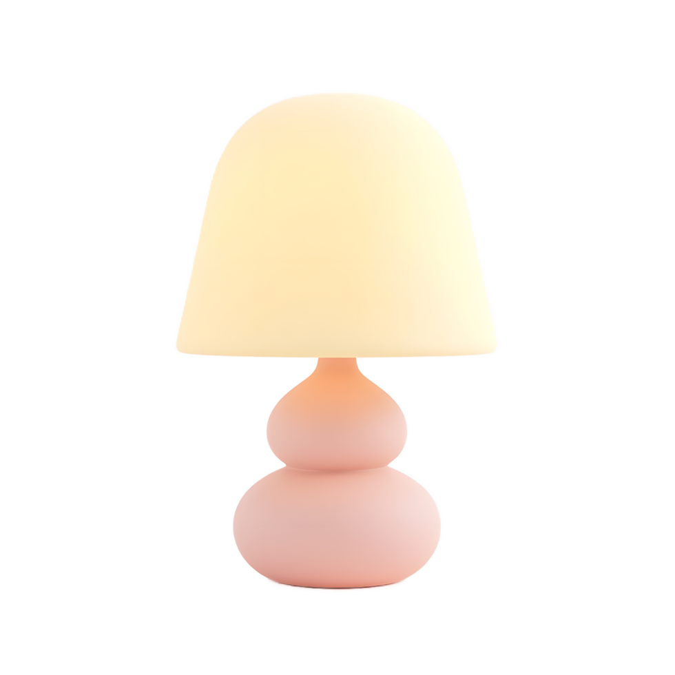 Modern Pink Table Lamp with Mushroom Shade Soft Light png