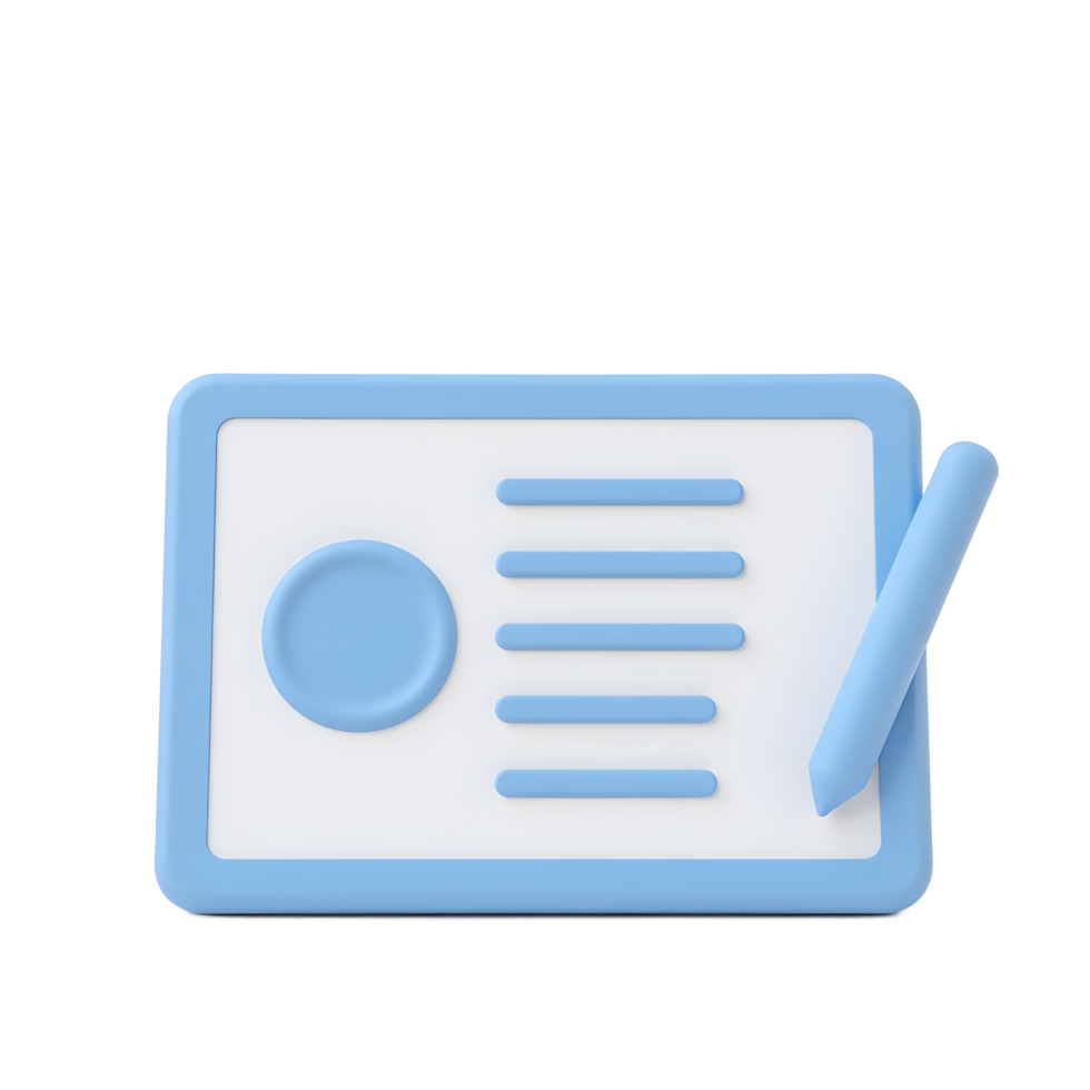 Digital Signature Pad Icon 3D Render Illustration png