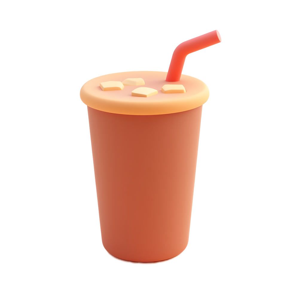 Refreshing Orange Drink with Straw 3D Render png