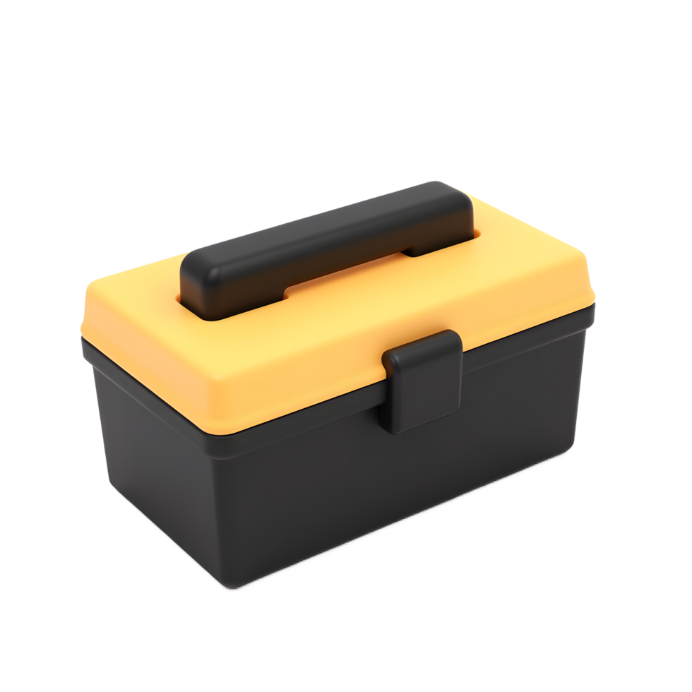 Plastic Tool Box 3D Render Yellow and Black png