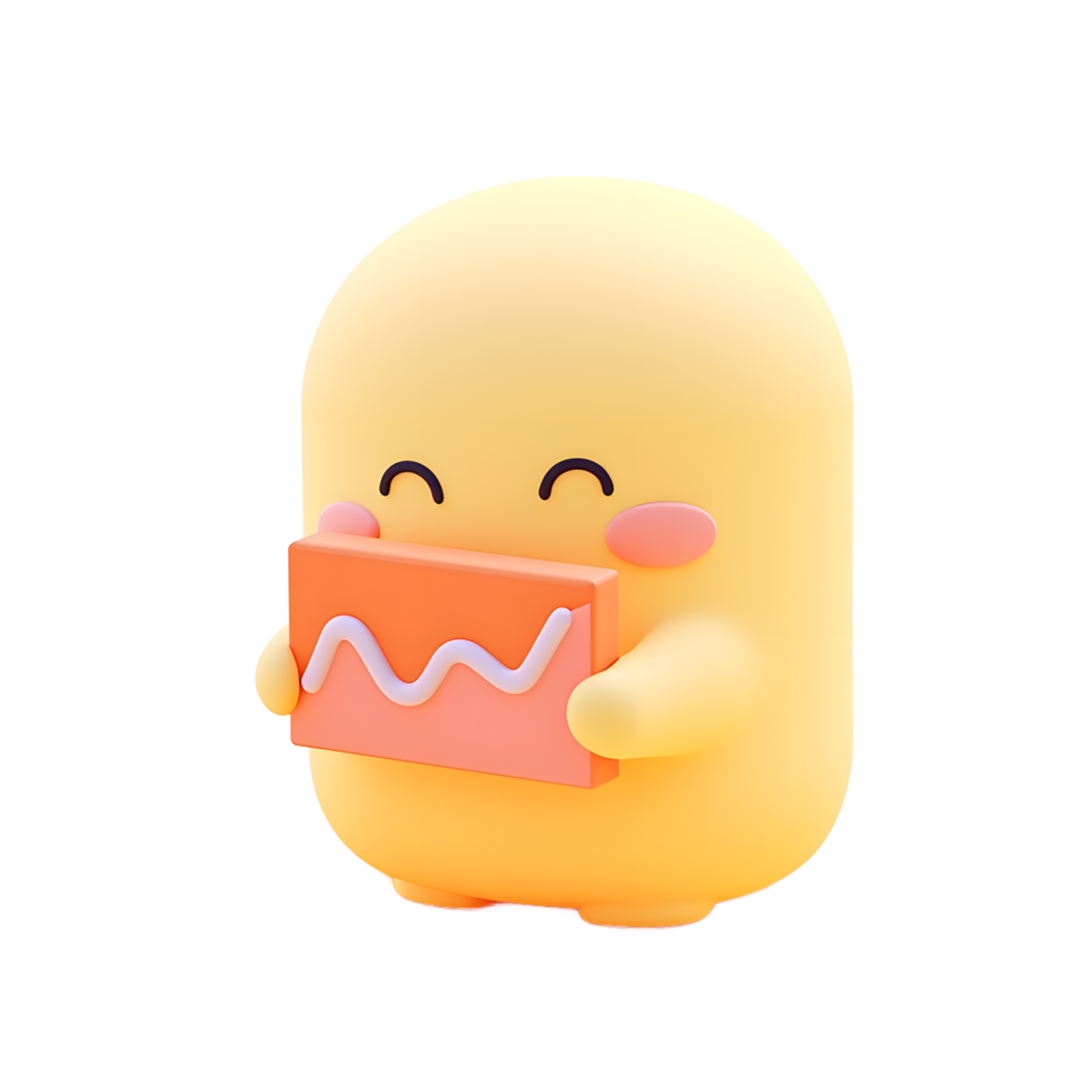 Cute 3D Cartoon Character Holding Gift Box png