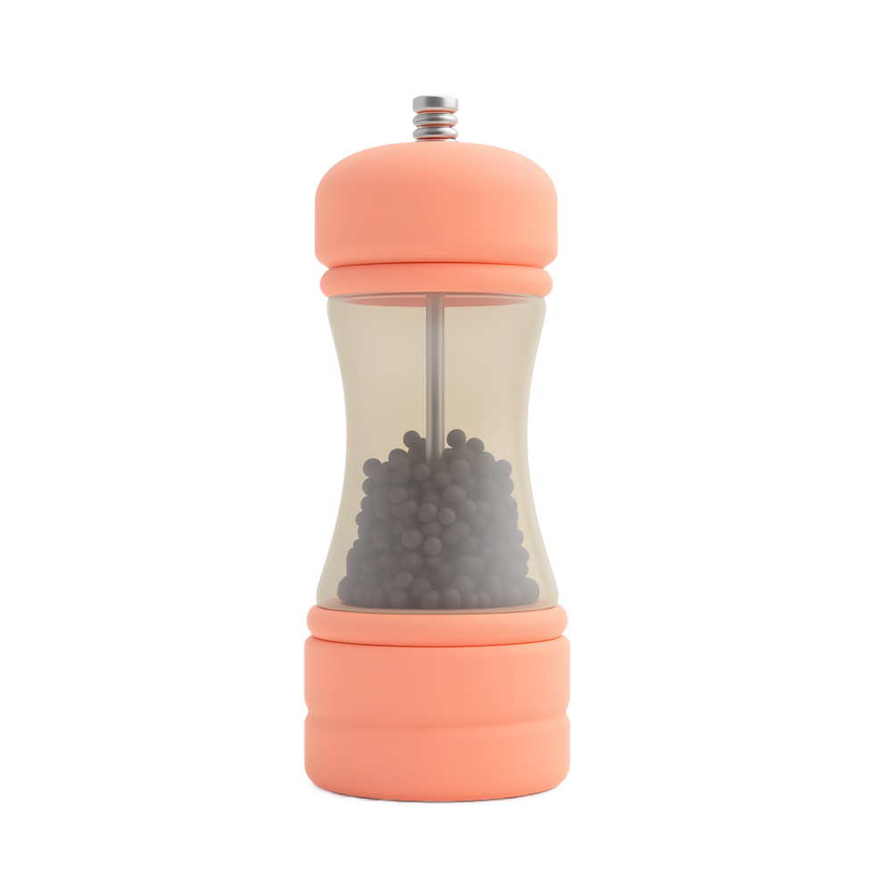 Stylish Coral Pepper Mill with Black Peppercorns png