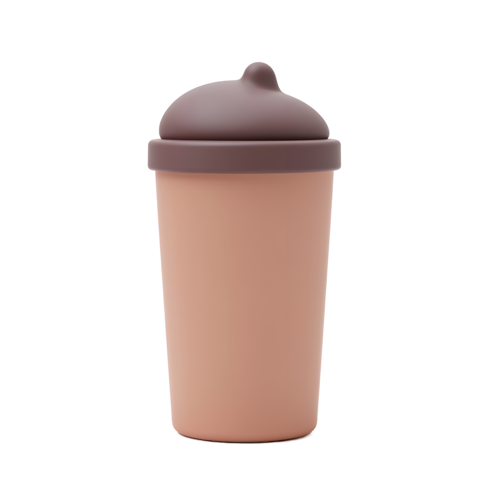 Stylish Peach and Brown Reusable Coffee Cup with Lid png