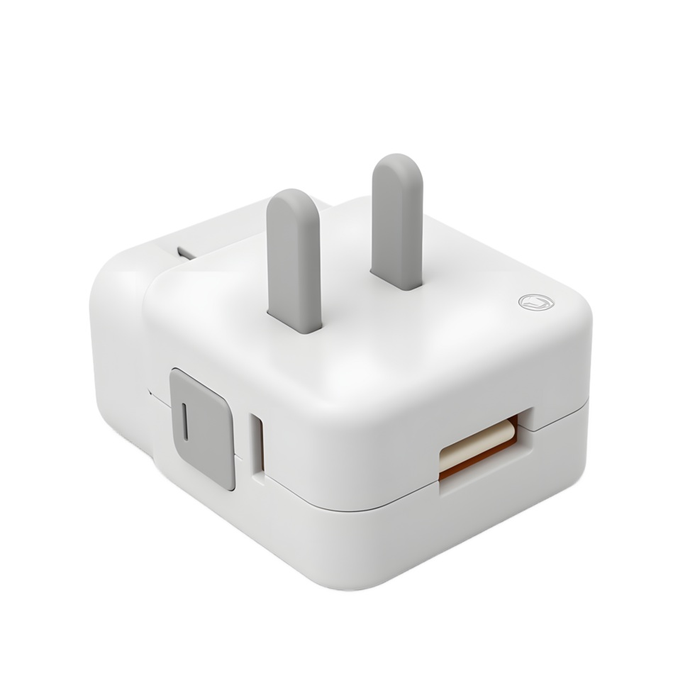 Compact White UK Travel Charger Adapter USB Power Plug png