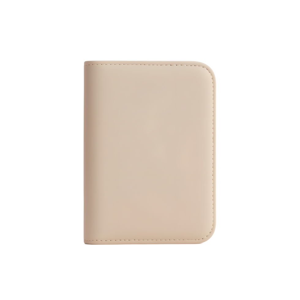 Beige Leather Wallet Case Minimalist Design png
