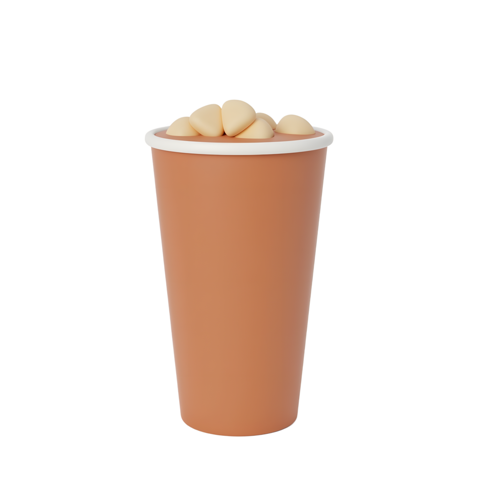 Hot Chocolate with Marshmallows in a Brown Cup png