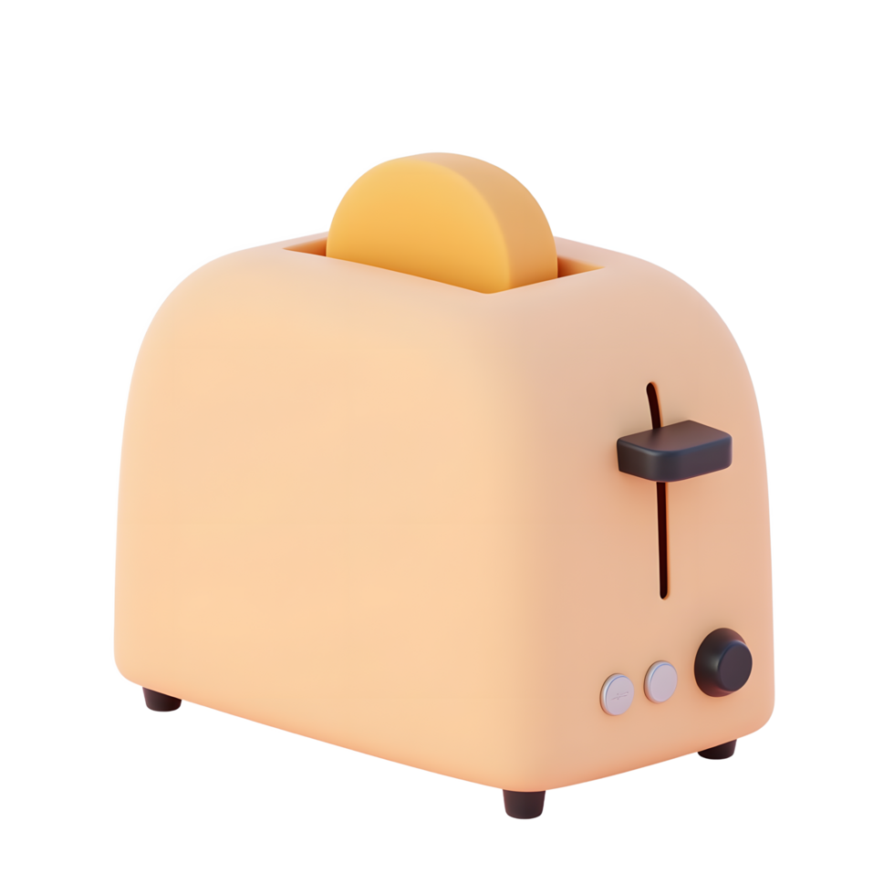 Cute Peach Toaster 3D Render for Breakfast Food png