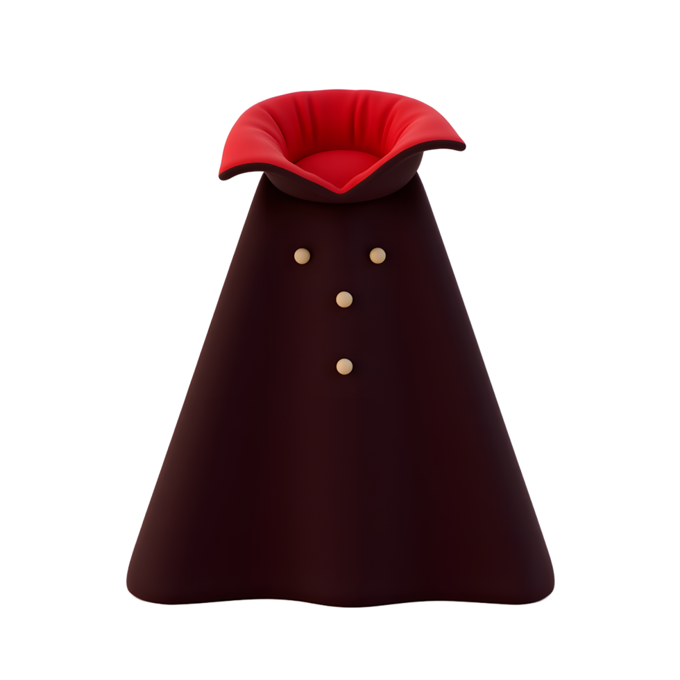 Dark Red Cape with High Collar 3D Render png