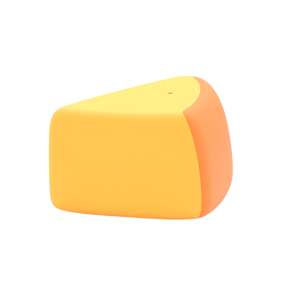Cute Yellow and Orange Cheese Wedge 3D Render png