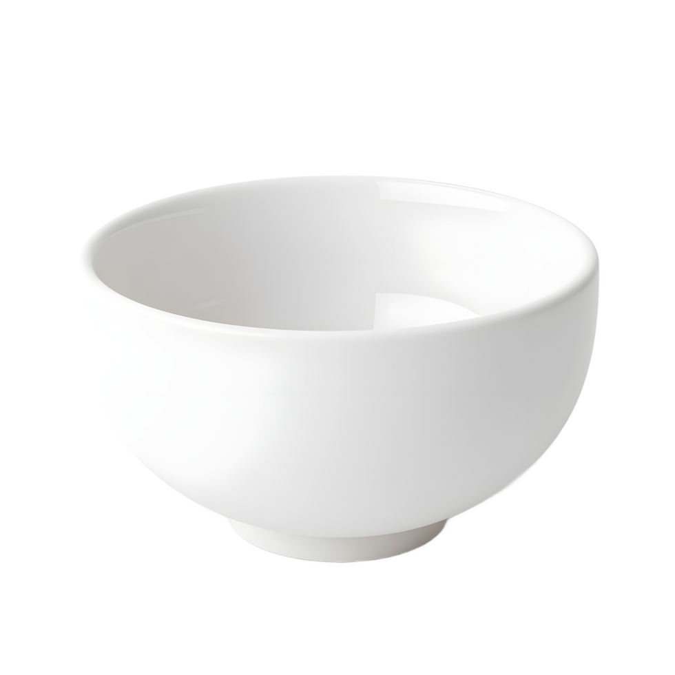Simple White Ceramic Bowl Empty on White Background png