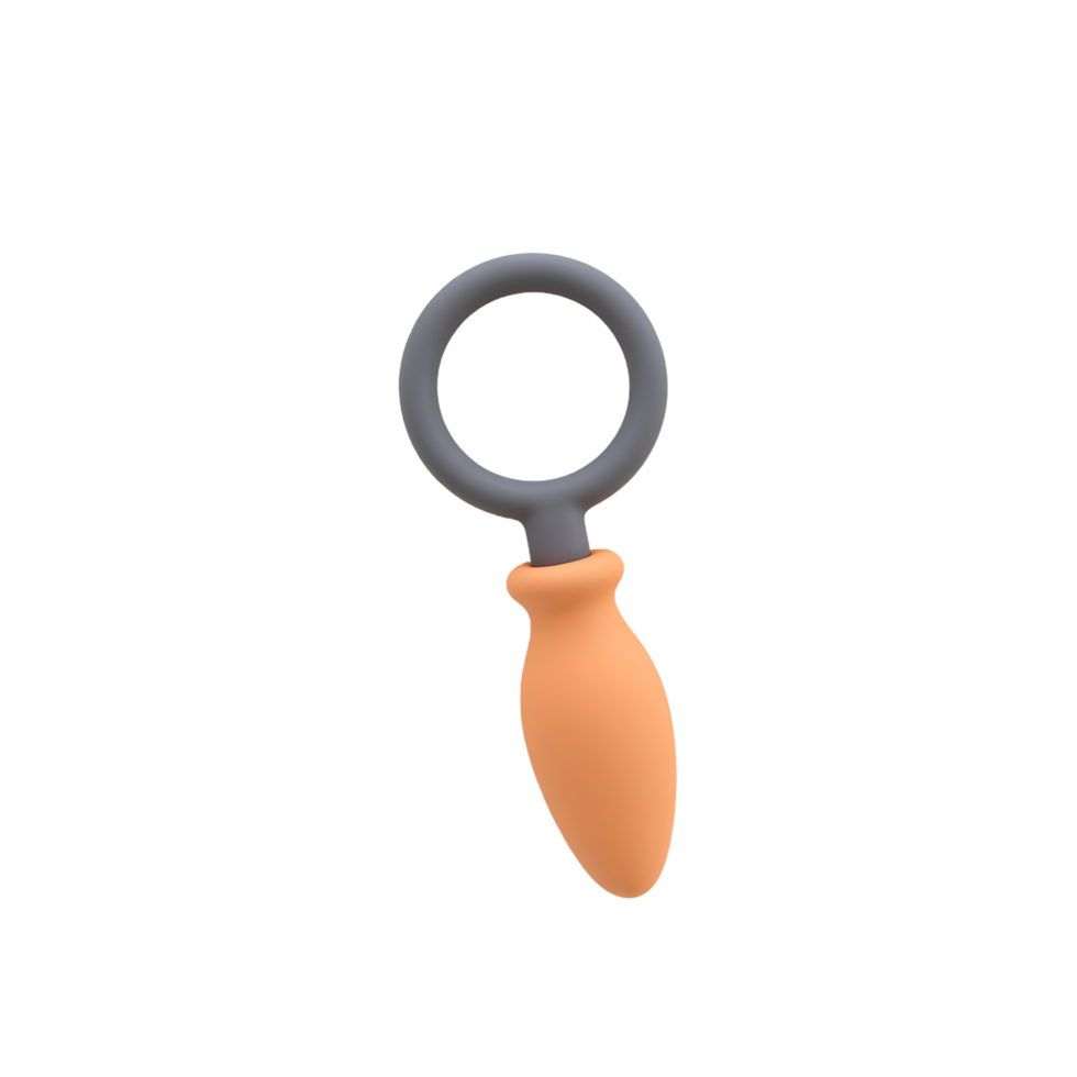 3D Rendered Cute Orange and Gray Magnifying Glass png