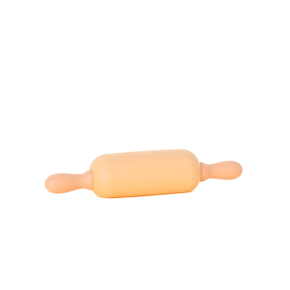 Pastel Orange Rolling Pin 3D Render Baking Kitchen Tool png
