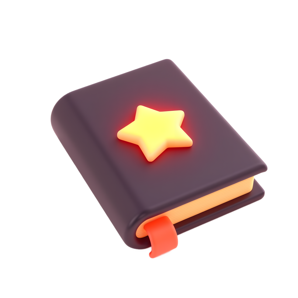 3D Render of Book with Glowing Star Icon png
