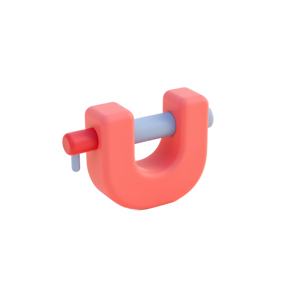 3D Render of Cute Pink Clamp Cartoon Tool png