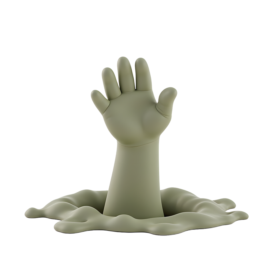 Reaching Hand Emerging from Mud 3D Render png