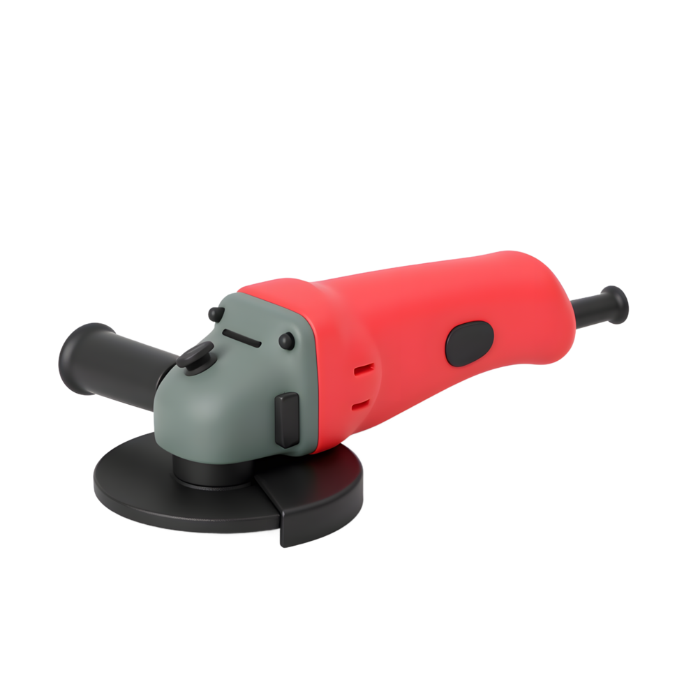 Red Angle Grinder Power Tool 3D Model Render png