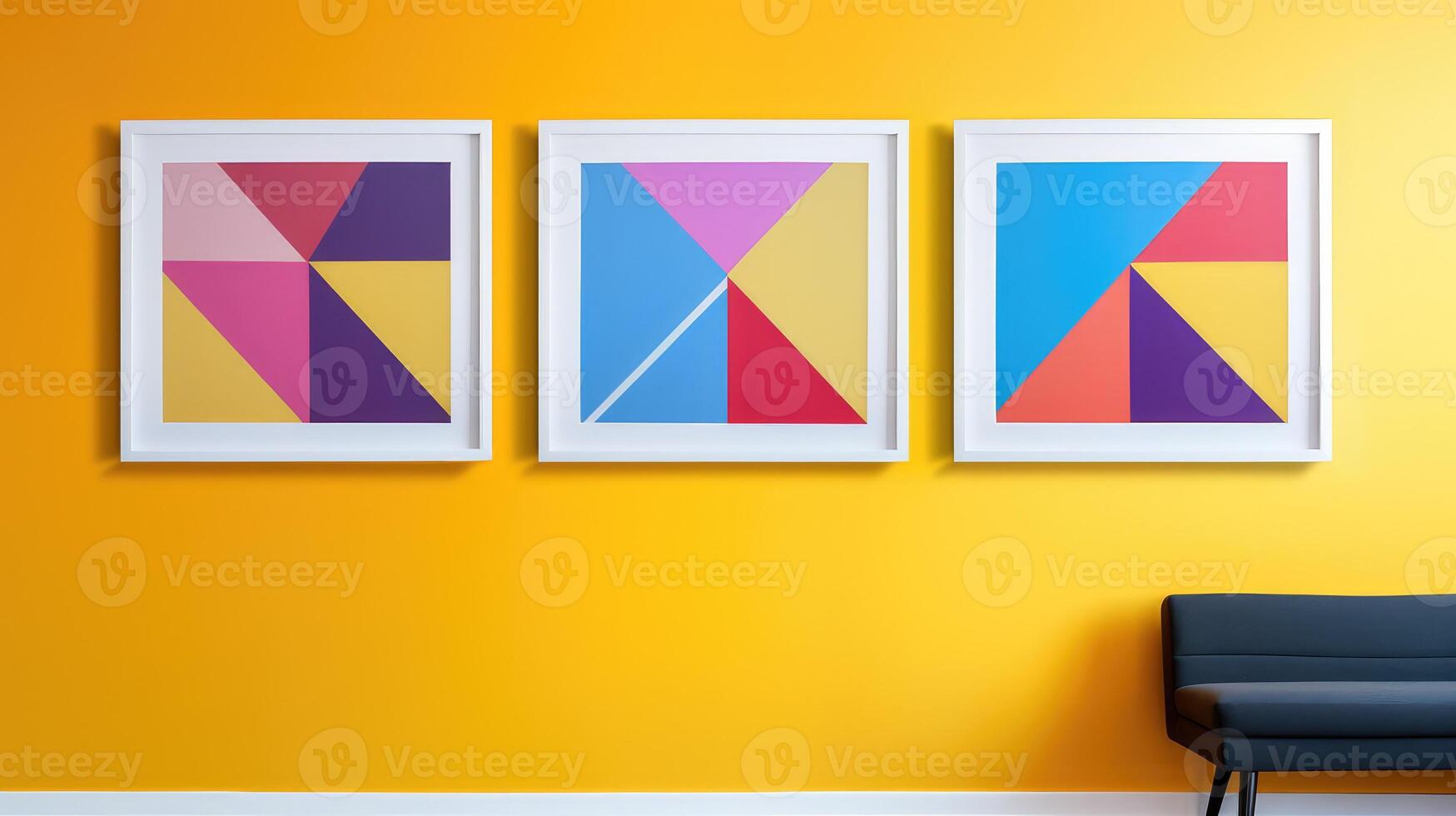 diagal three frames on wall photo