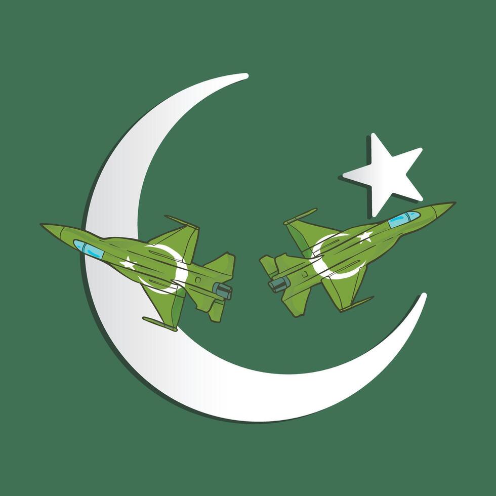 Pakistan Flag, F 16 thunder fighter jets, defence day, social media, illustration art vector