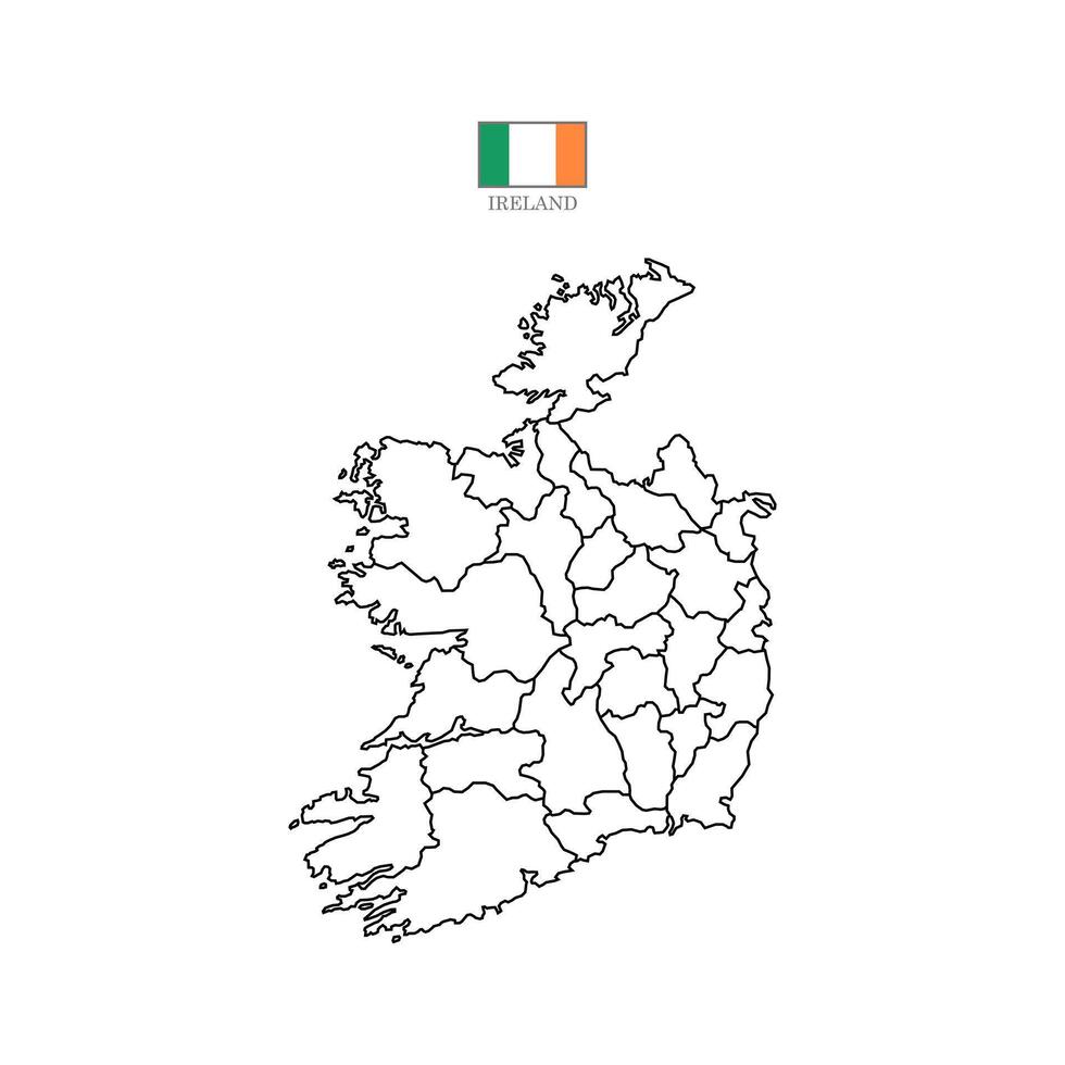 Map of lreland territories, featuring states and borders. An outline design with regions, isolated on a white background. Highly detailed illustration Europe vector