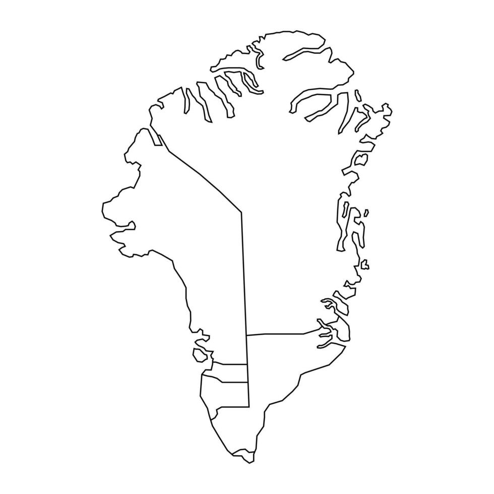 Illustration of a map of Greenland divided into states and territories. White flat design isolated on a white background. Highly detailed illustration Europe vector