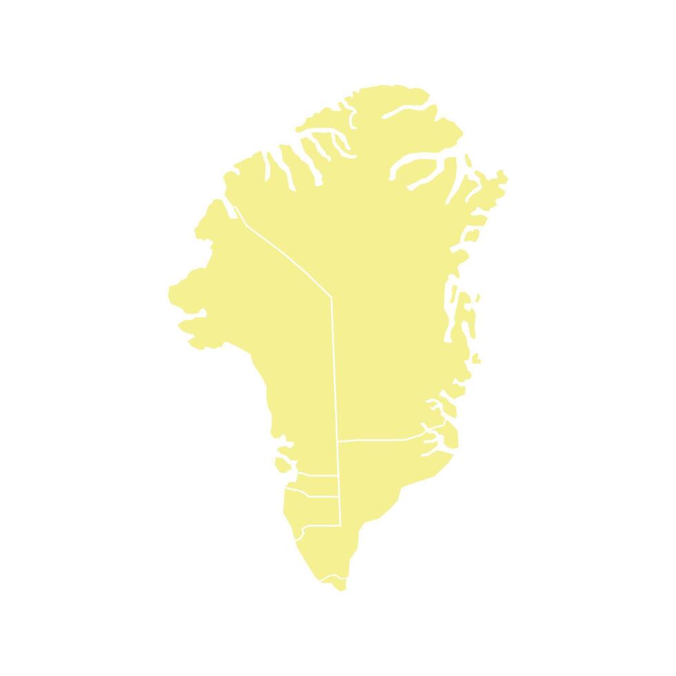 Creamy map of Greenland divided into states and territories. White flat design isolated on a white background. Highly detailed illustration vector