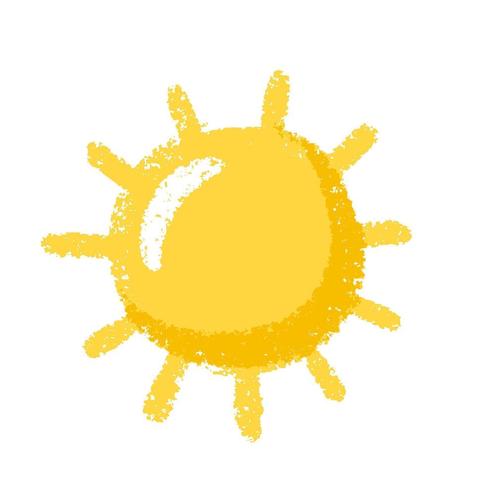 Sun Crayon Chalk Hand Drawn Illustration. vector