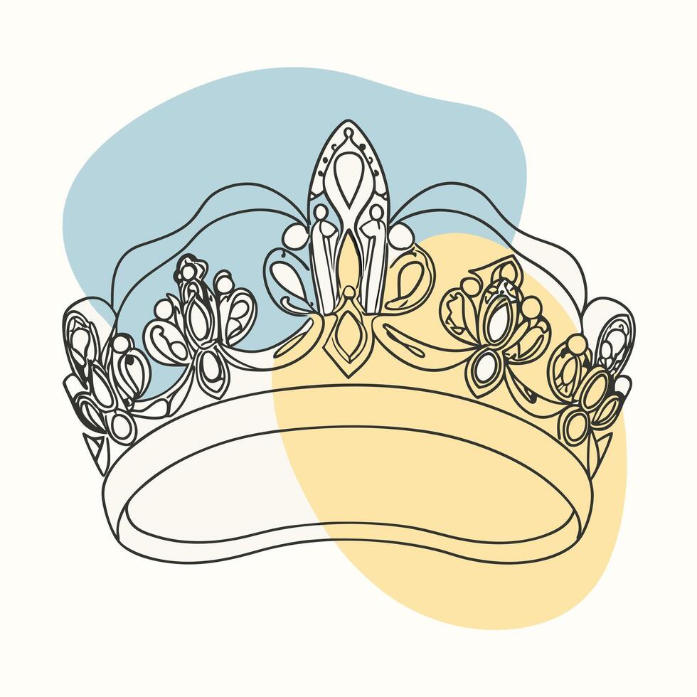 A crown with a blue and yellow background vector