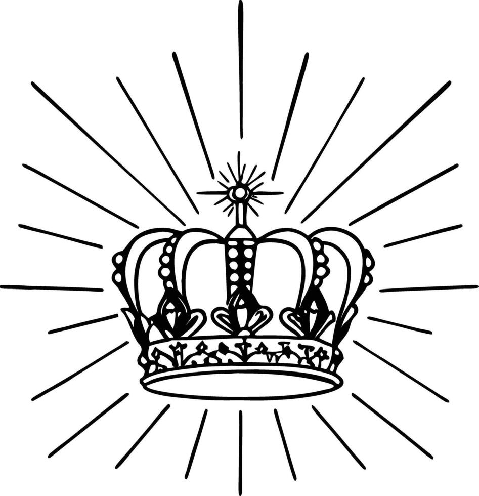 A crown with rays around it vector
