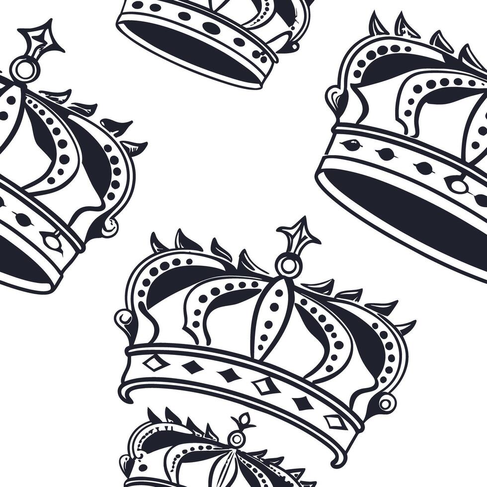 Seamless pattern of crowns vector