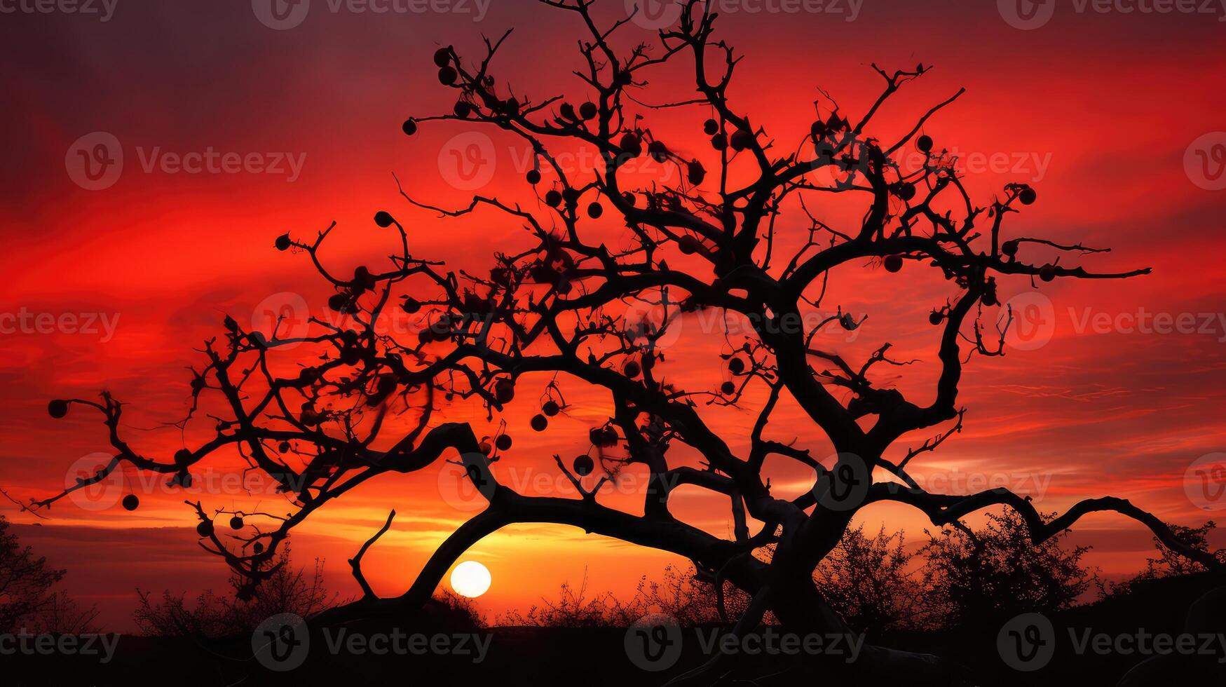fiery apple tree branch photo