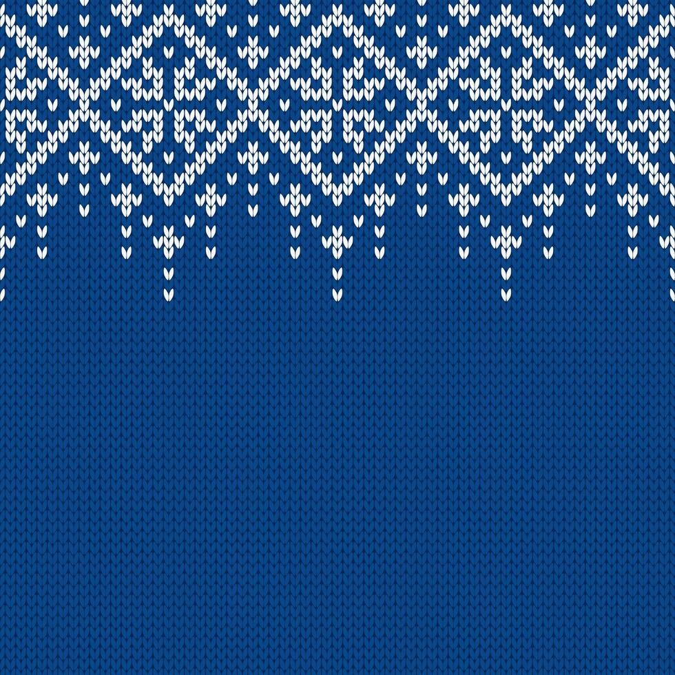Knitwear texture. Template with empty place for text. Traditional seasonal seamless background for holiday design. Winter knitted wool sweater pattern with snowflakes. Christmas vector