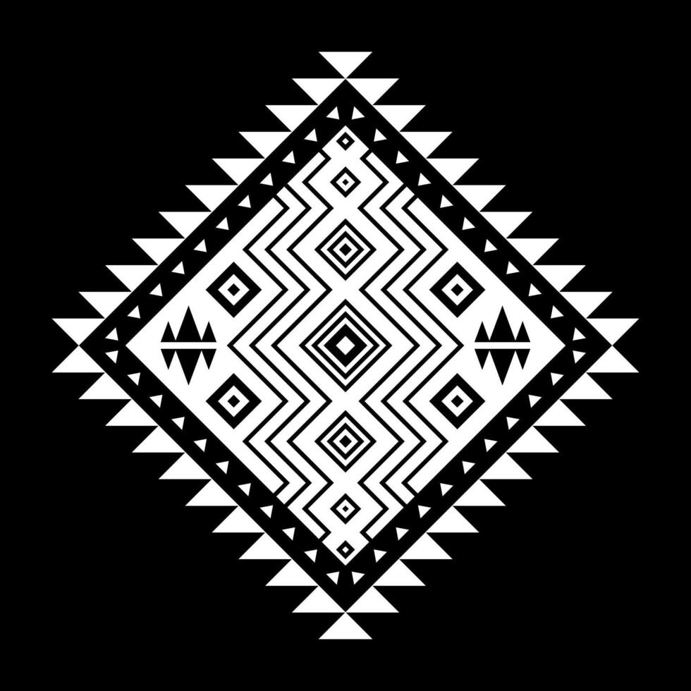 Aztec element, ethnic ornament. Tribal design, geometric symbol for tattoo, logo, cards, decorative works. Navajo motif, isolated on black background. vector